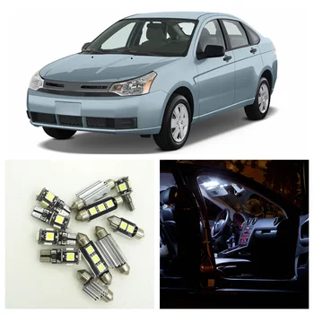 

10Pcs White Car LED Light Bulbs Interior Package Kit For 2008 2009 2010 2011 Ford Focus Map Dome Trunk License Plate lamp