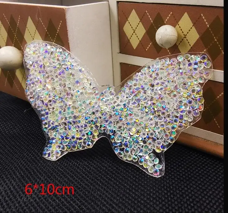 

clear ab rhinestones butterfly decoration,1pcs/lot,fashion rhinestones applique patch decoration rhinestones patch applique DIY