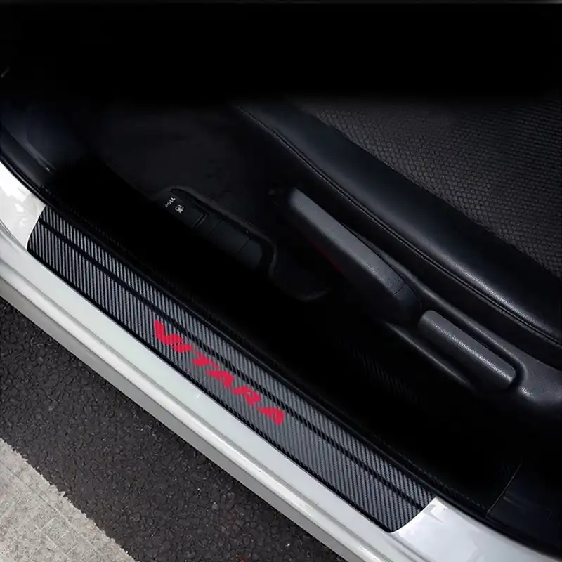yingpuchuang Carbon Fiber Car Door Sill Protector For Suzuki VITARA Scuff Plate Sticker Anti-Scratch Guard 4Pcs Blue
