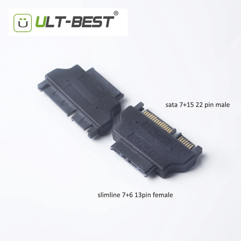 Ult-best Slineline SATA адаптер серии ATA 7 + 15 22pin штекер на тонкий 6 13pin гнездовой