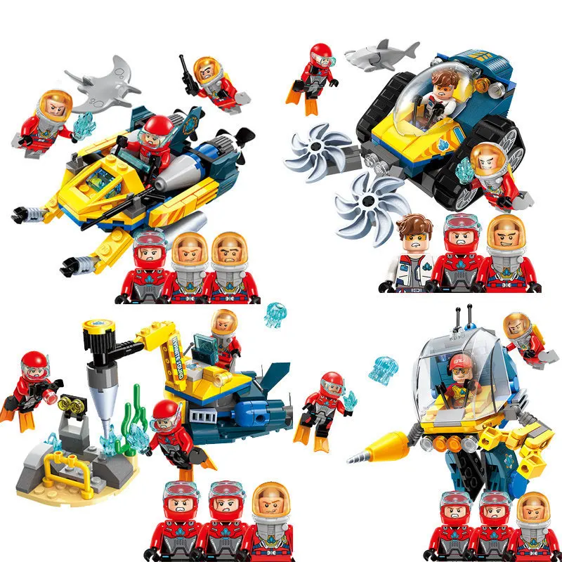 

New Hot Enlighten Deep Sea Mission Submarine Exploration Ship DIY Model Building Blocks kit Bricks Educational Toys for Children