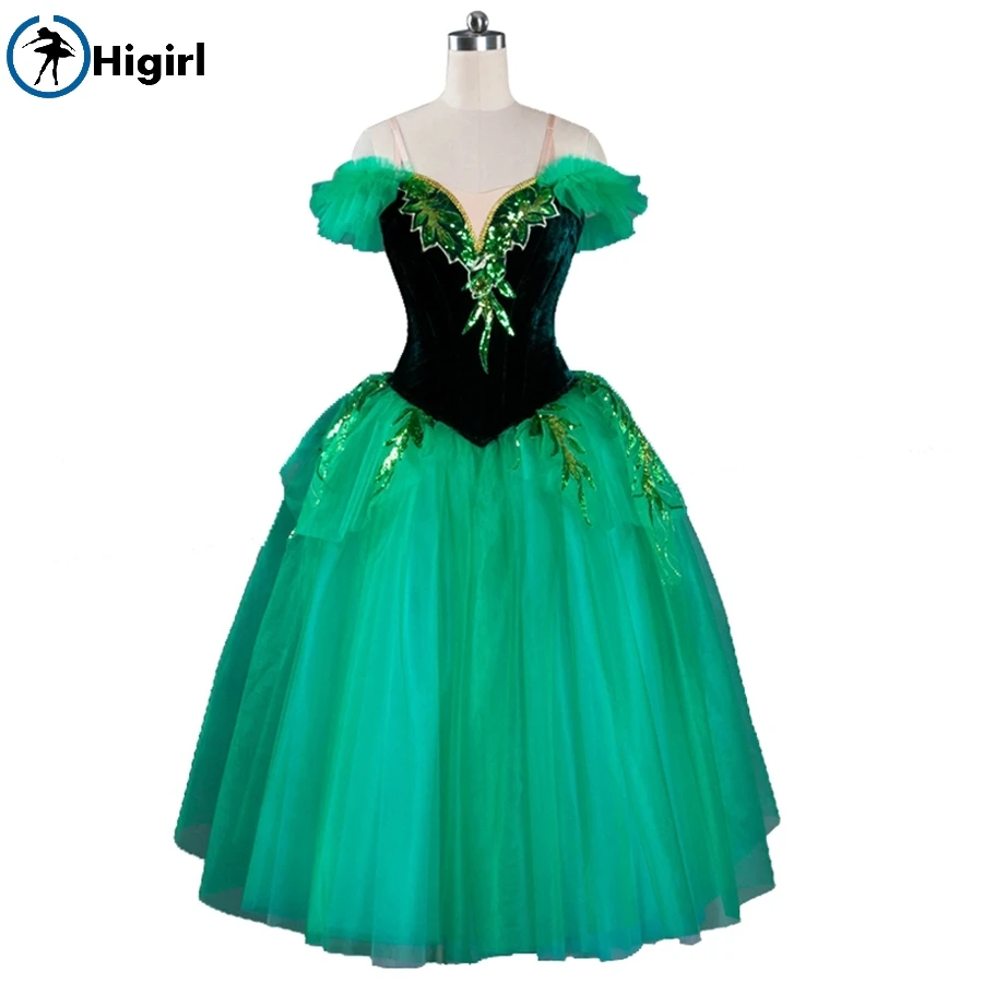 girls green Fairy ballet dresses green ballet costumes  green ballerina long skirt romantic ballet dressesBT9070