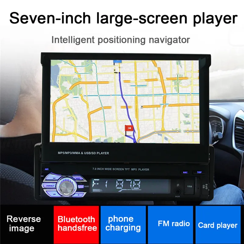 

RM-CW9601G Car Radio Stereo Support GPS Navigation Universal 7 inch Slip Down Touch 1DIN FM Only Bluetooth MP3 MP4 Audio Player
