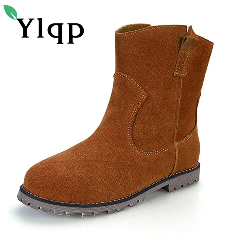 

Ylqp 2018 New Female Vintage Casual PU Leather Martin Boots Women's Short Warm Boots Flat Bottom Large Size Shoes 41 42 43 Botas
