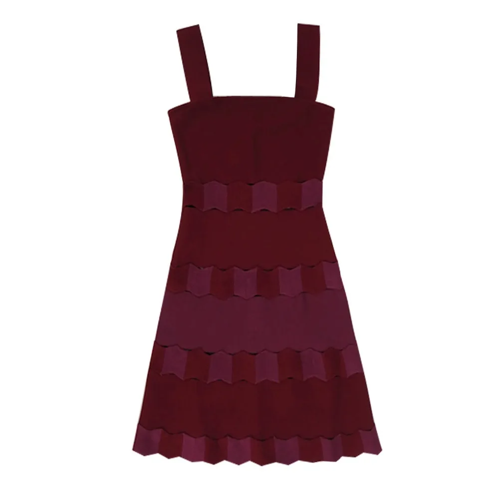 Пикантные женские цвет красного вина Спагетти ремень партия знаменитости Для женщин Эластичный Клубная одежда Бандажное платье vestidos