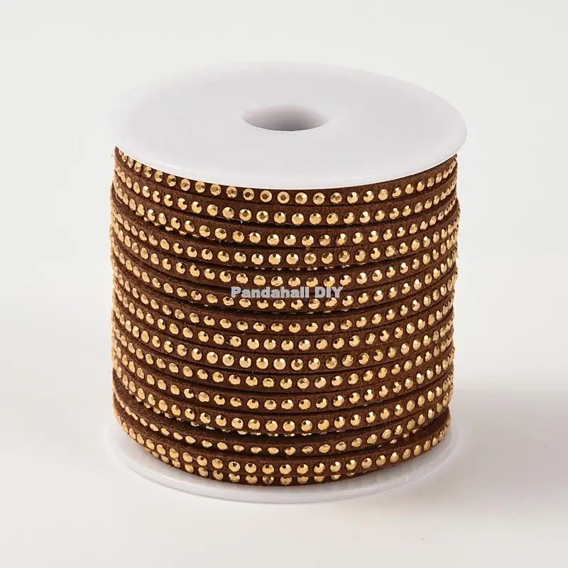 3x2 мм из искусственной замши шнур с золотой Алюминий Кабошоны Ювелирных изделий около 20 метров/рулон - Цвет: CoconutBrown