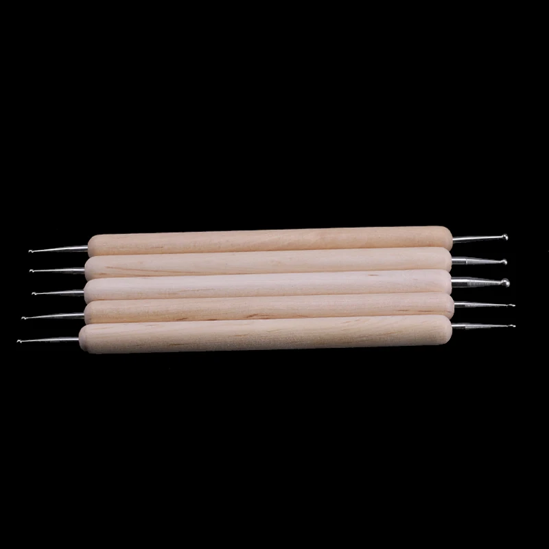 

5Pcs/set 2 Ways Wooden Dotting Pen Marbleizing Tool Nail Art Dot Doting Tools