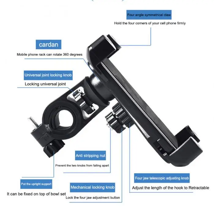 Модный велосипедный держатель для телефона зажим руля нескользящий 360 Поворот велосипедная стойка кронштейн для 3,5-6,5 дюймов мобильный