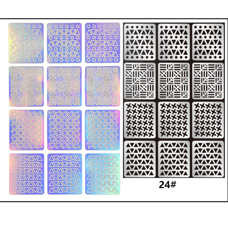 1 лист Новая мода винил для ногтей наклейки-Трафарет DIY маникюр Дизайн ногтей Инструмент 24 узора