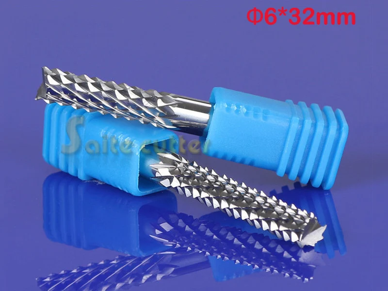 2pcs 6*32mm Corn Teeth End Mill, Milling Cutter CNC Router Bits Tools