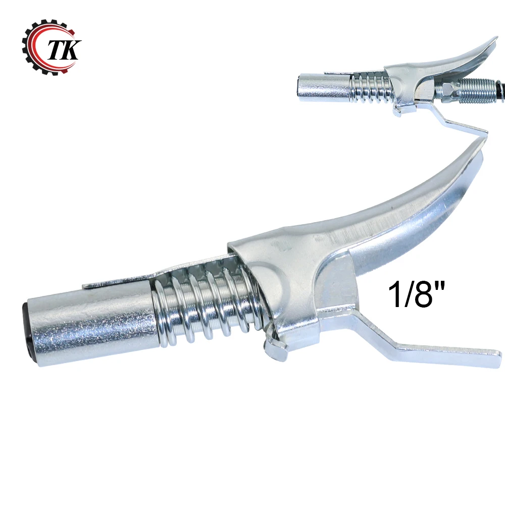 Transkoot Silver Heavy Duty Quick Release Grease Gun Coupler onto Zerk