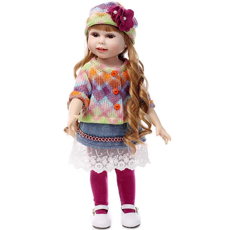 Американская принцесса 18 дюймов девочка кукла для детей игрушки блонд длинные волосы с шляпой/одежда/обувь Высокое качество bonecas