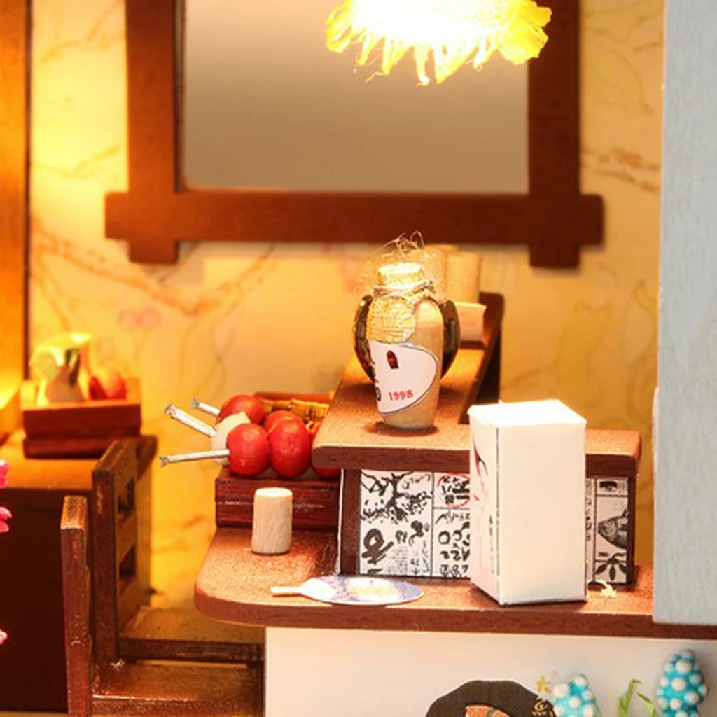 1:24 DIY Miniature Dolls House with Furniture Kit Japanese Styled Izakaya Kids Toy Birthday Gifts