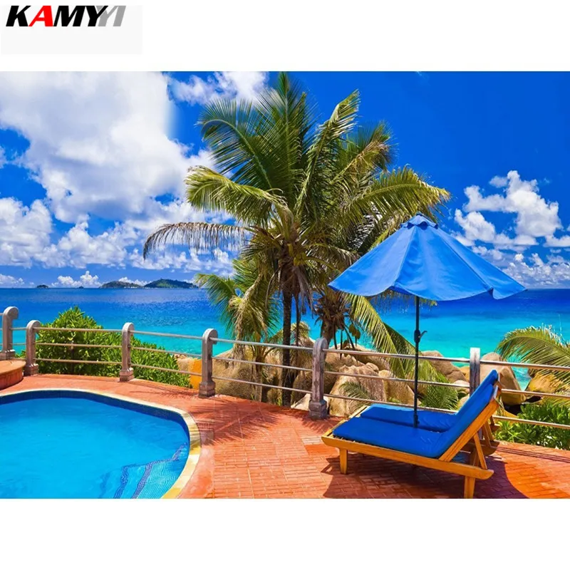 

5D DIY Diamond Painting Landscape Full Square Picture Of Rhinestone Home Decor Beach Crystal Diamond Painting XY1