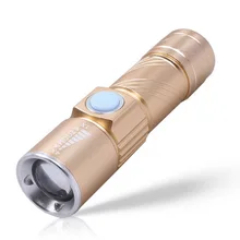 Vampol Mini-USB фонарик Перезаряжаемые светодио дный факел регулируемый фокус Масштабируемые Алюминий сплав Портативный Перезаряжаемые свет лампы