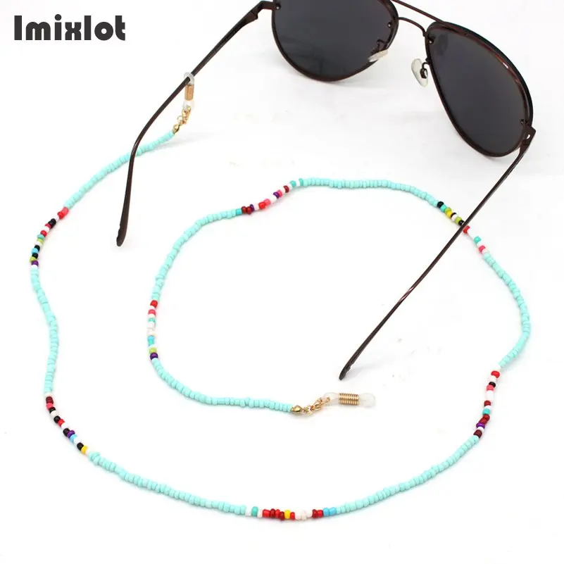 Модная женская цепочка для очков для чтения, металлические солнечные очки, шнуры, разноцветный бисерный шнурок для очков, ремни для очков, аксессуары для очков