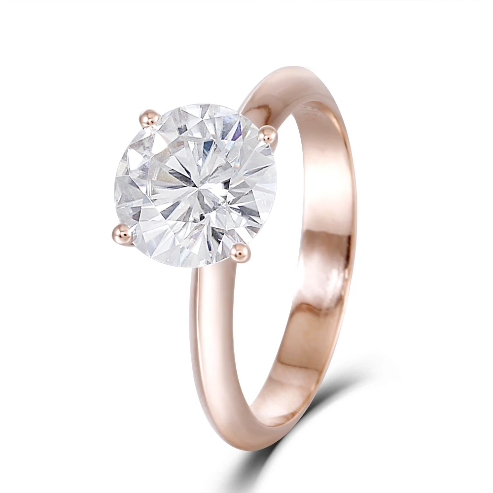 DovEggs Solid 14K 585 розовое золото 2.5ct карат 8,5 мм F цвет лабораторное создание Муассанит Алмаз Solitaire обручальные кольца для женщин