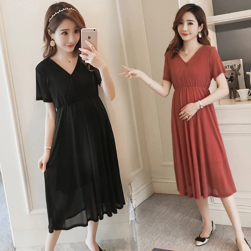 

Goaryunve 2019 postpartum women summer nursing dress short sleeve v-neck breastfeeding cotton dress postpartum lactation dress