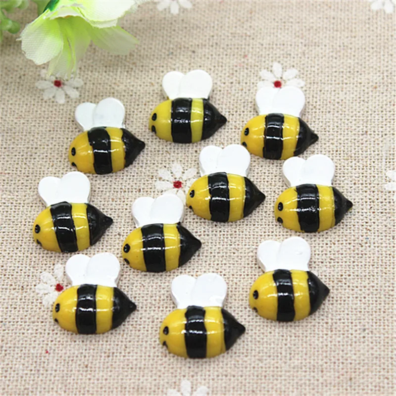 

10pcs Kawaii Cartoon Animal Bee Resin Miniature Art Supply Flatback Cabochon DIY Decorative Craft Scrapbooking,17mm