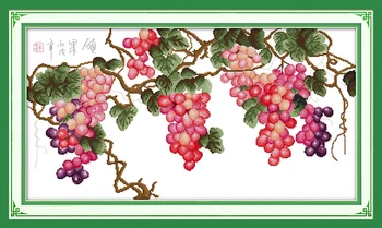

Harvest Grape fruit cotton cross stitch kits 14ct white 11ct print on canvas embroidery set sewing hand made crafts home decor