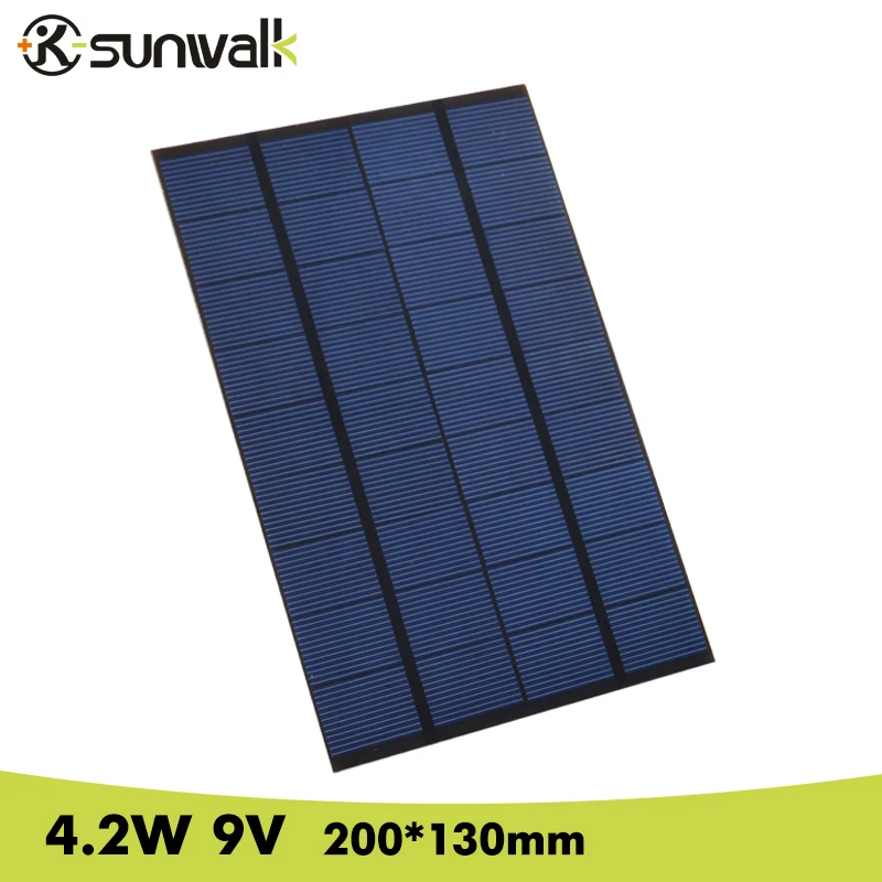 

4.2W 9V DIY Mini Solar Cell Size 200*130mm Polycrystalline PET + EVA Laminated Solar Panel for Solar System and Test