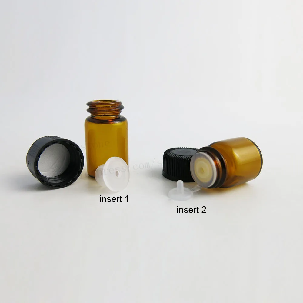 200 lot 1ml 2ml 3ml 5ml Tiny Cute Amber Glass Essential Oil Bottle with hole insert 4