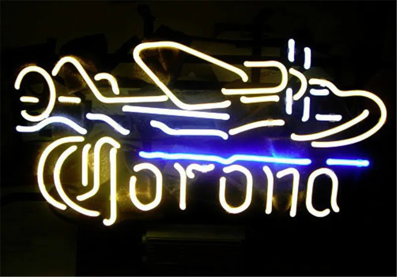NEON SIGN For CORONA PLANE Signboard REAL GLASS BEER BAR PUB display RESTAURANT outdoor Light