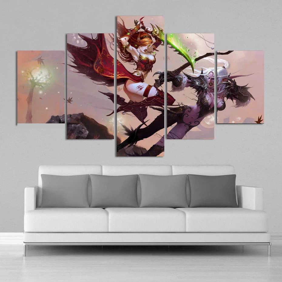 color Paintings World War Battle DOTA Modern Game Poster Wall Print color 5 Panel Home Decorations