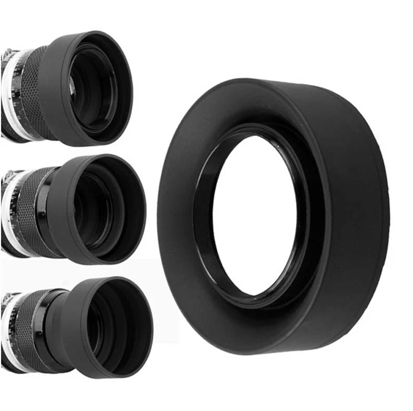Three Way Rubber Collapsible Camera Lens Hood for Digital