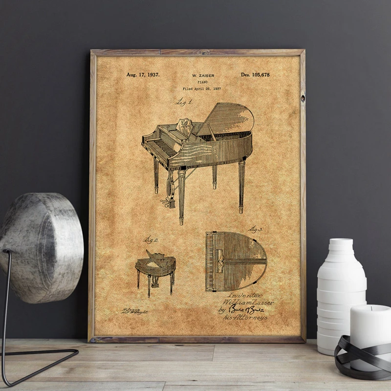 Piano Patent Poster Canvas Print