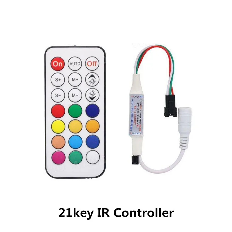 5-24V Светодиодный контроллер 14/17/21 Ключи мини пикселей диммер 3pin для WS2812B WS2811 WS2812 светодиодный пиксель полосы Светильник ИК/RF разъем модуля