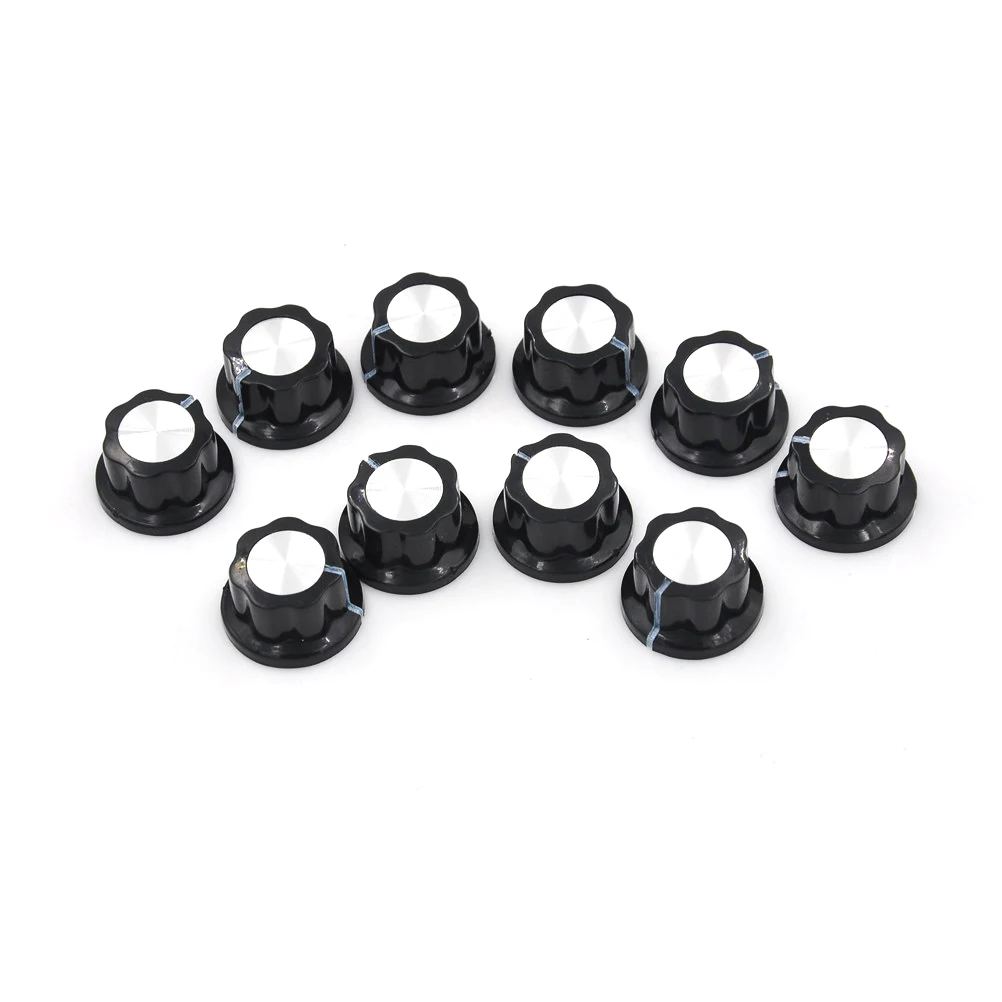 

10pcs/pack Black Potentiometer Knob Rotary Cap MF-A01 A01 Potentiometer Bakelite Governor knob Material Plastic Metal