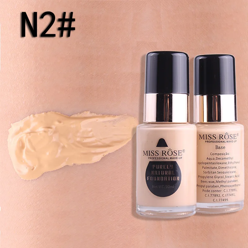 MISS ROSE 30MLGlass Bottle Foundation Repair Nourishing Concealer Foundation - Цвет: N2 BEIGE 2