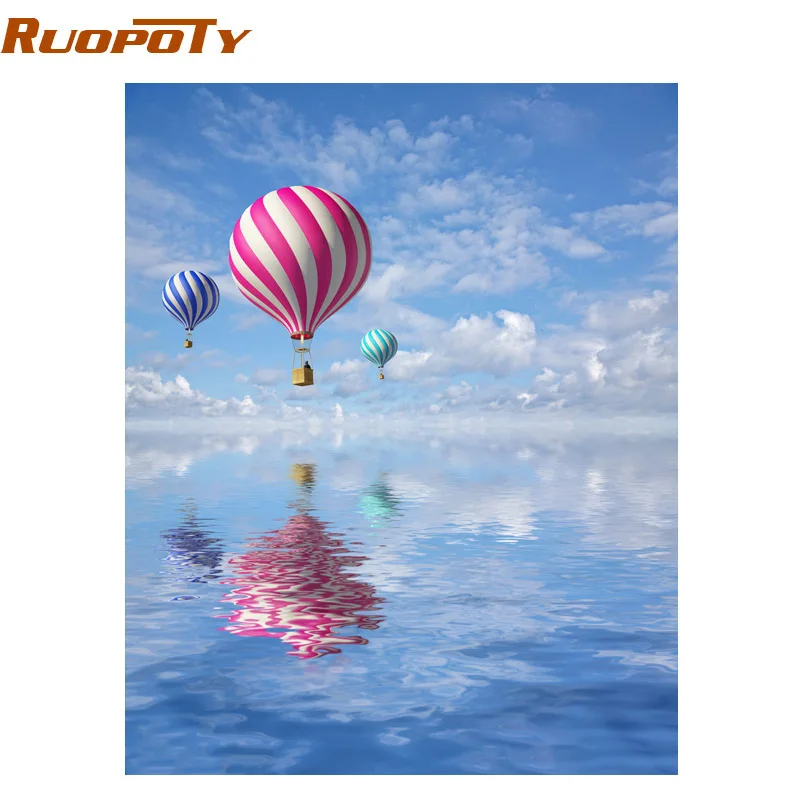 

RUOPOTY Frame Picture Romantic Balloon DIY Painting By Number Hand Painted Oil Painting For Home Decor Unique 40x50cm Artwork