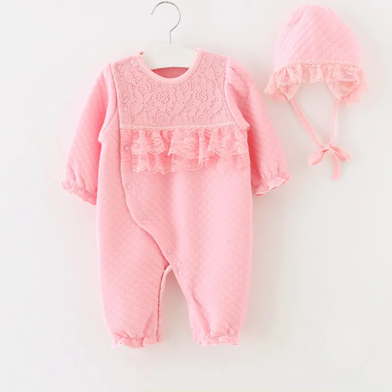 

New Fashion Baby Rompers With Hat Newborn Baby Girl Warm Jumpsuit Long Sleeve Autumn Winter Outfits Baby Clothing 2Pcs/Set 0-12M