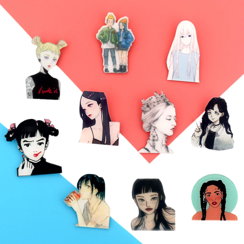 

Fashion Girl Cute Cartoon Badge Brooch Icons Badges DIY Backpack Icons Badges For Clothing Acrylic Badges Accessories