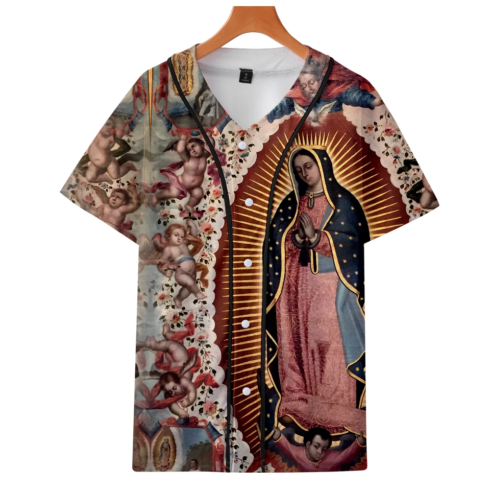 Our Lady of Guadalupe, 3D принт, бейсбольные футболки для женщин/мужчин, короткий рукав, модные стильные футболки, повседневные футболки размера плюс