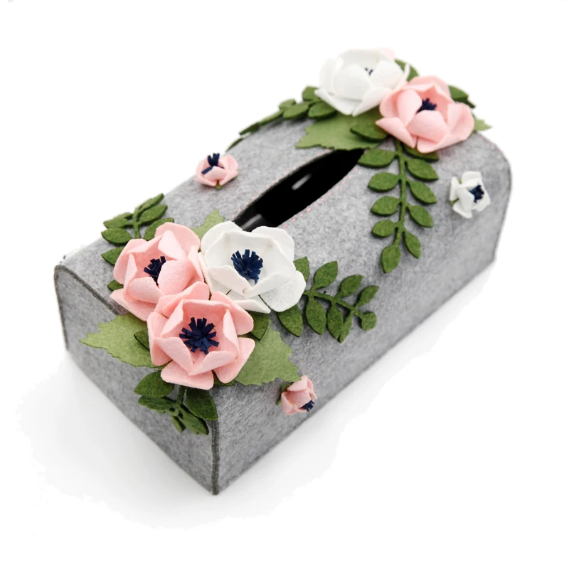 Фетровый цветок стильная тканевая коробка для женщин свободное время ручной работы держатель для салфеток Домашний Органайзер украшение для шитья художественный Войлок diy упаковка