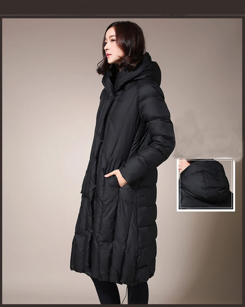 Большие размеры Новые повседневные женские зимние куртки с капюшоном Длинная секция была тонкая зимняя холодная Эфирная парка