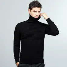 new 2017 men’s knitted mens christmas sweaters Autumn winter male turtleneck sweater pullover cotton casual black men pull homme