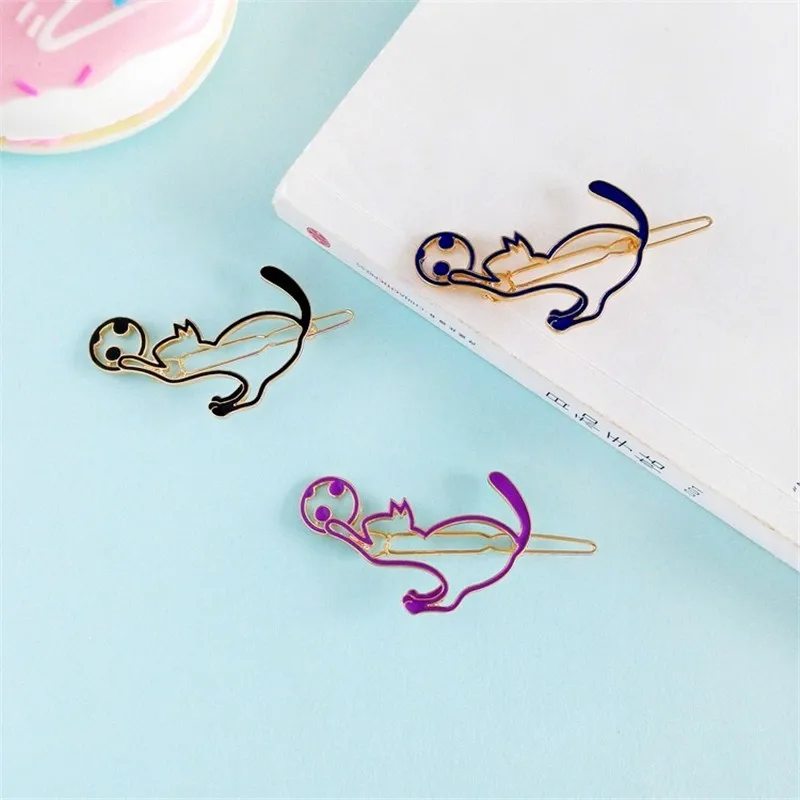 

Lovely Cat Hair Clip Cute Animal Hollow Cat Hairclip Hair Brooches Silver And Gold Women Girls Hair Accessories Cute Cat