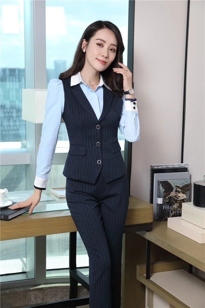 Us 246 5 Offformal Wanita Rompi Rompi Hitam Striped Desain Seragam Kantor Wanita Elegan Perempuan Pakaian Kerja Pakaian Ol Gaya In Rompi Rompi