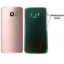 10 шт. OEM для samsung Galaxy S7 G930 G930F S7 Edge G935 G935F задняя крышка батарейного отсека стеклянный корпус чехол+ клейкая наклейка IMEI печать