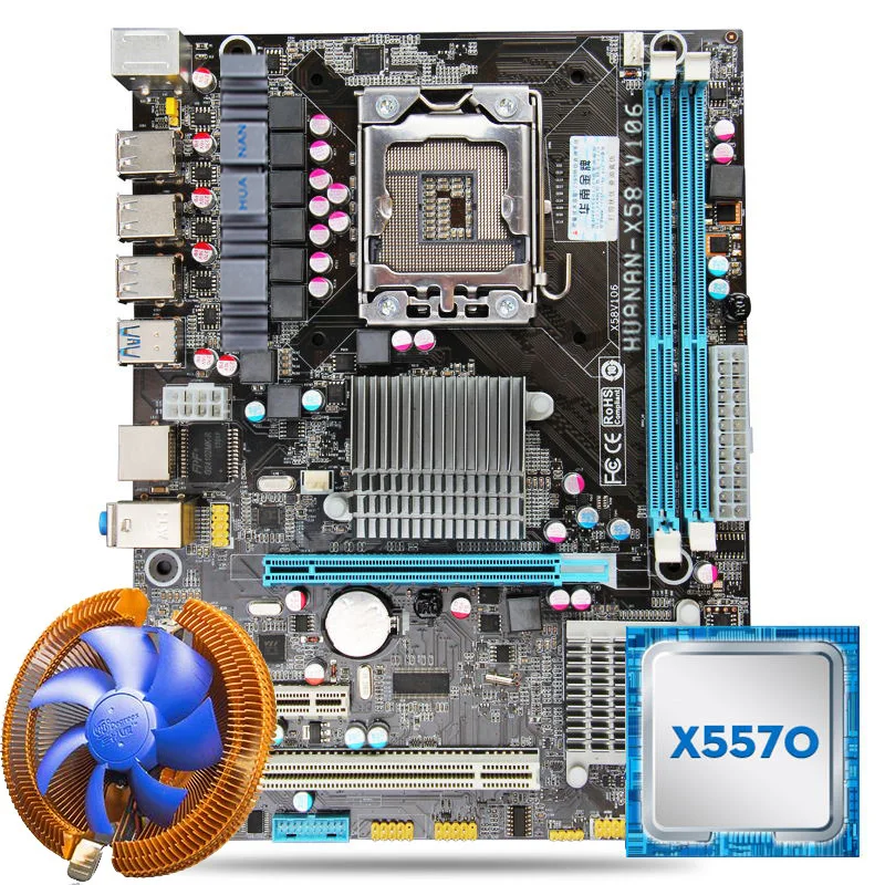 Материнская плата HUANAN ZHI USB3.0 X58 CPU combos с кулером LGA1366 материнская Xeon X5570 ЦП ОЗУ