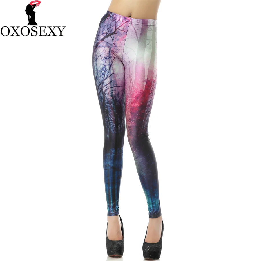 New Style High Waist Legging Colorful Mysterious Forest Leggins Fashion