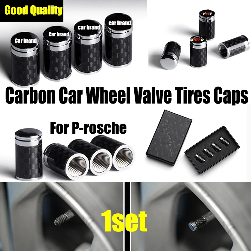 

High Carbon Auto Brand Metal Car Wheel hub Tire Valve Caps Stem case 4pcs/set Nuts Bolts For porsche