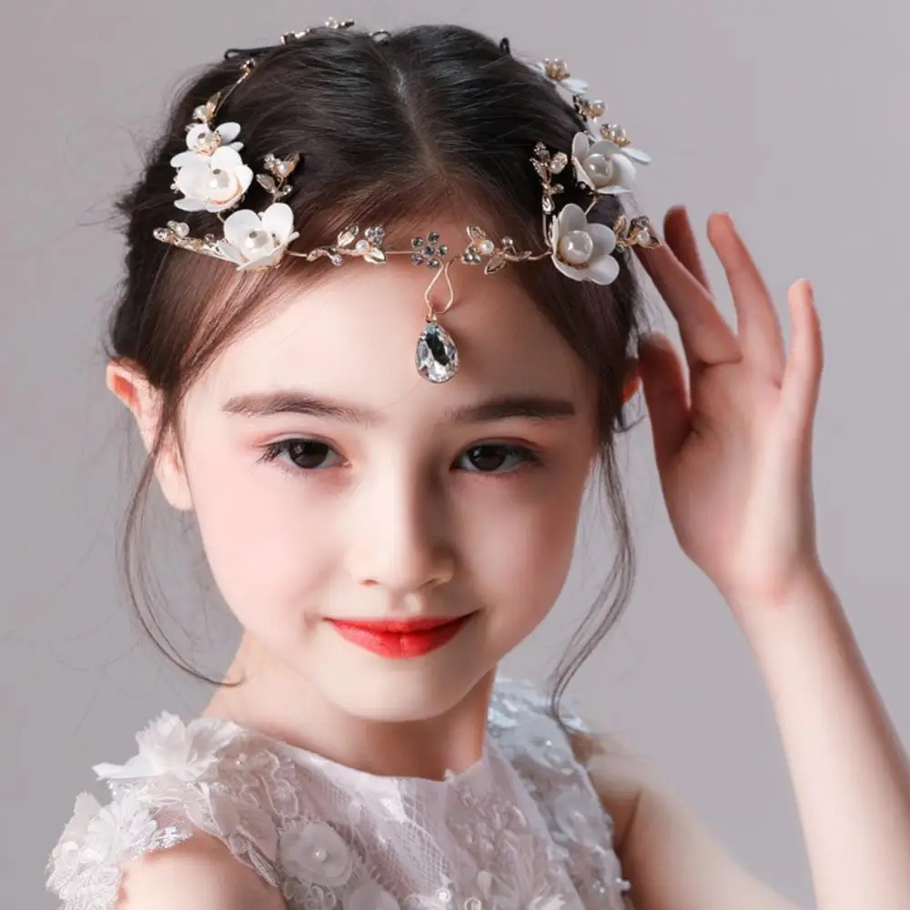Us 5 28 29 Off Children Girls Headwear Princess Forehead Girls Hair Accessories Chain Necklace Pendant Frontlet Flower Girl Dress Show New In Hair