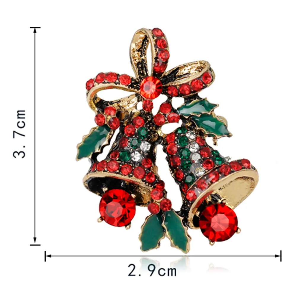 1 шт. Милая Маленькая брошь дизайн из горного хрусталя Рождественская маленькая брошь Колокольчик Рождественские банты