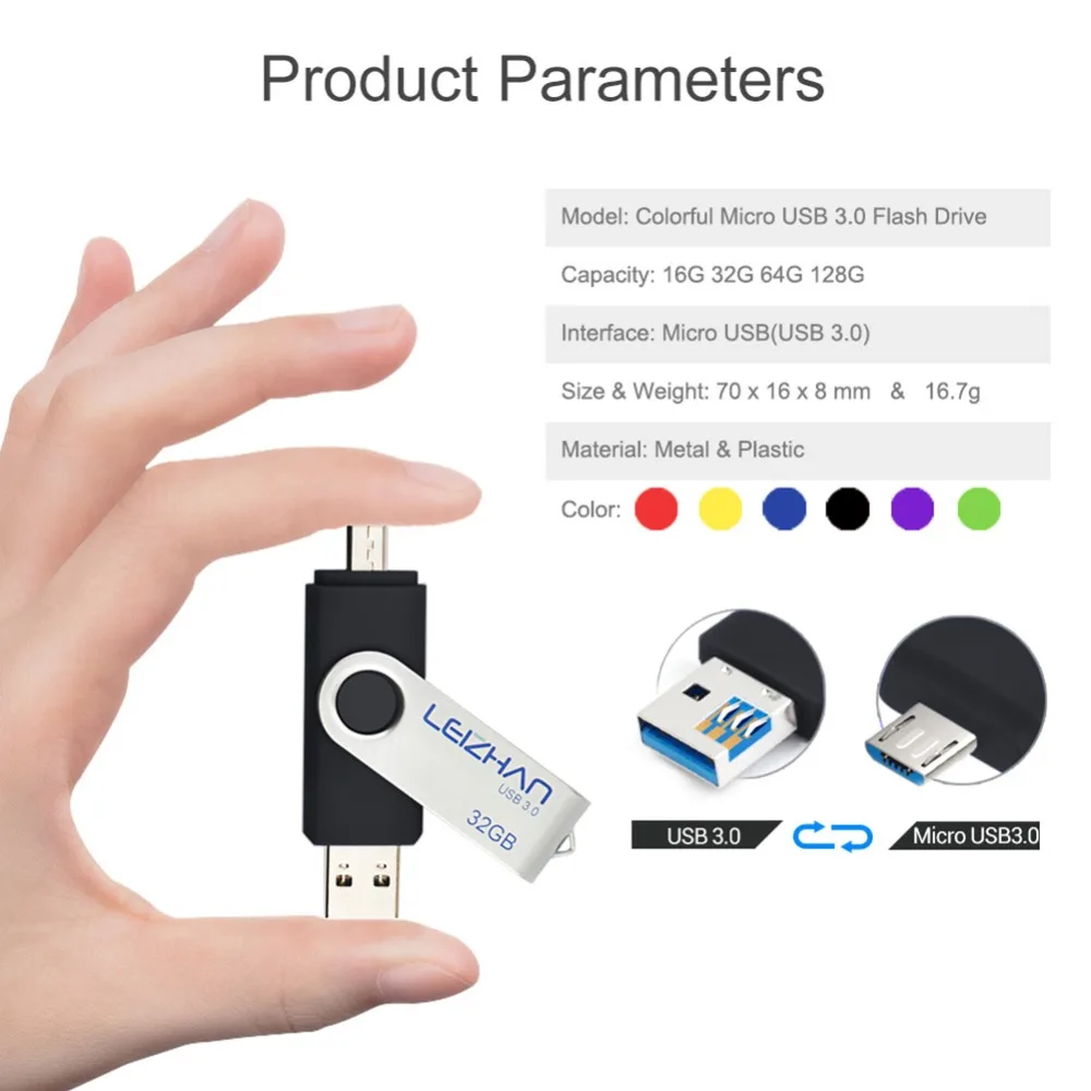 LEIZHAN 128 ГБ USB флеш накопитель 3 0 OTG фотовспышка 16 Гб Флешка 32 64 8 U диск ручка драйвер