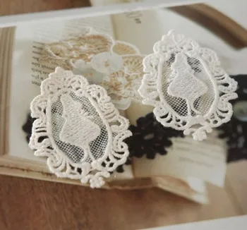 

Free Shipping DIY Ballerina Girl Lace Appliques Cloth Paste Fabric Paste and Soluble Lace Decoration, 40pcs/lot Ecru and White